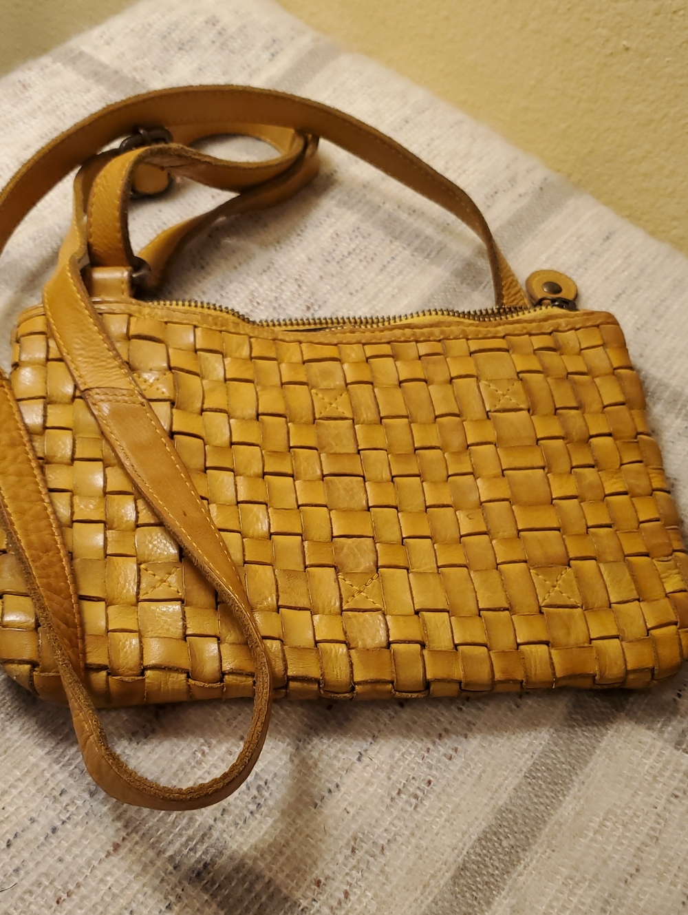 Ashwood Woven Crossbody Bag in Mustard Yellow
